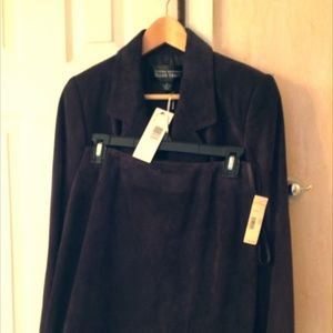 Linda Allard Ellen Tracy Plum Suede Jacket & Skirt
